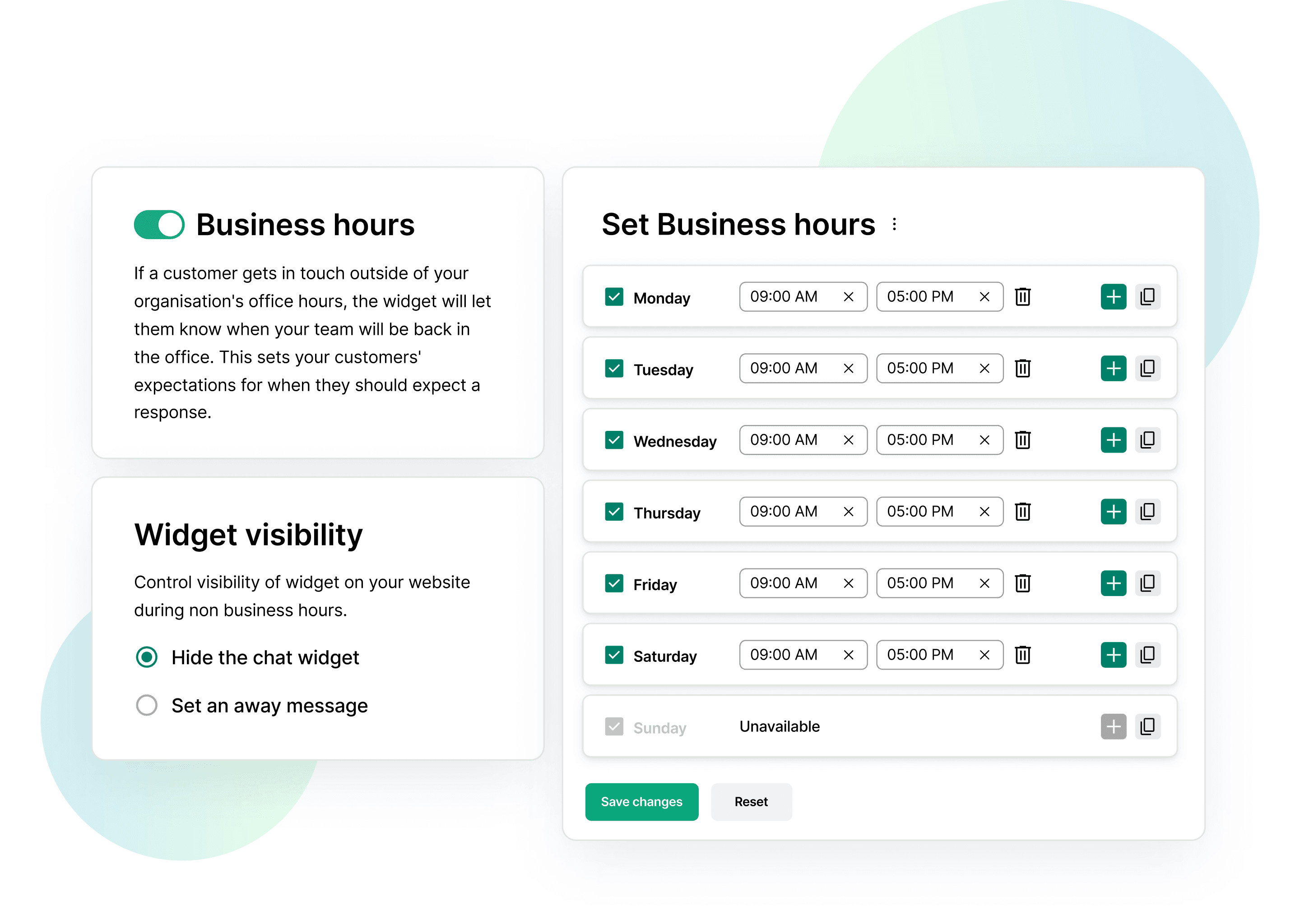 Set Business Hours