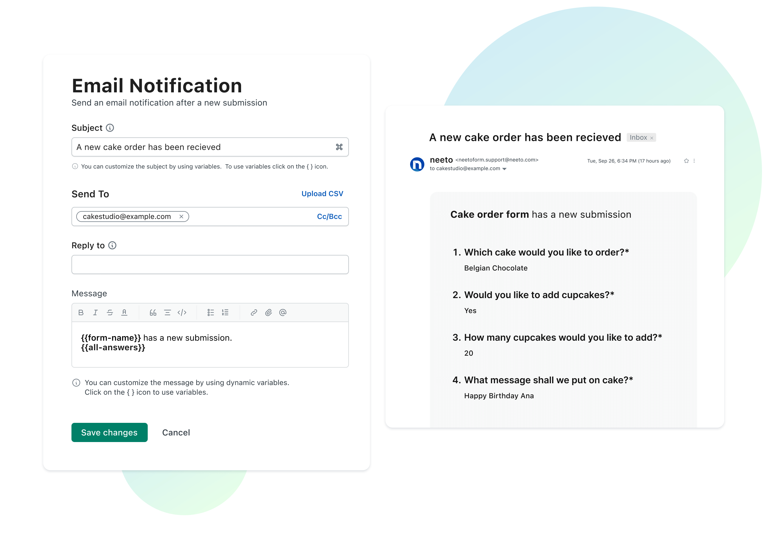 Email notifications