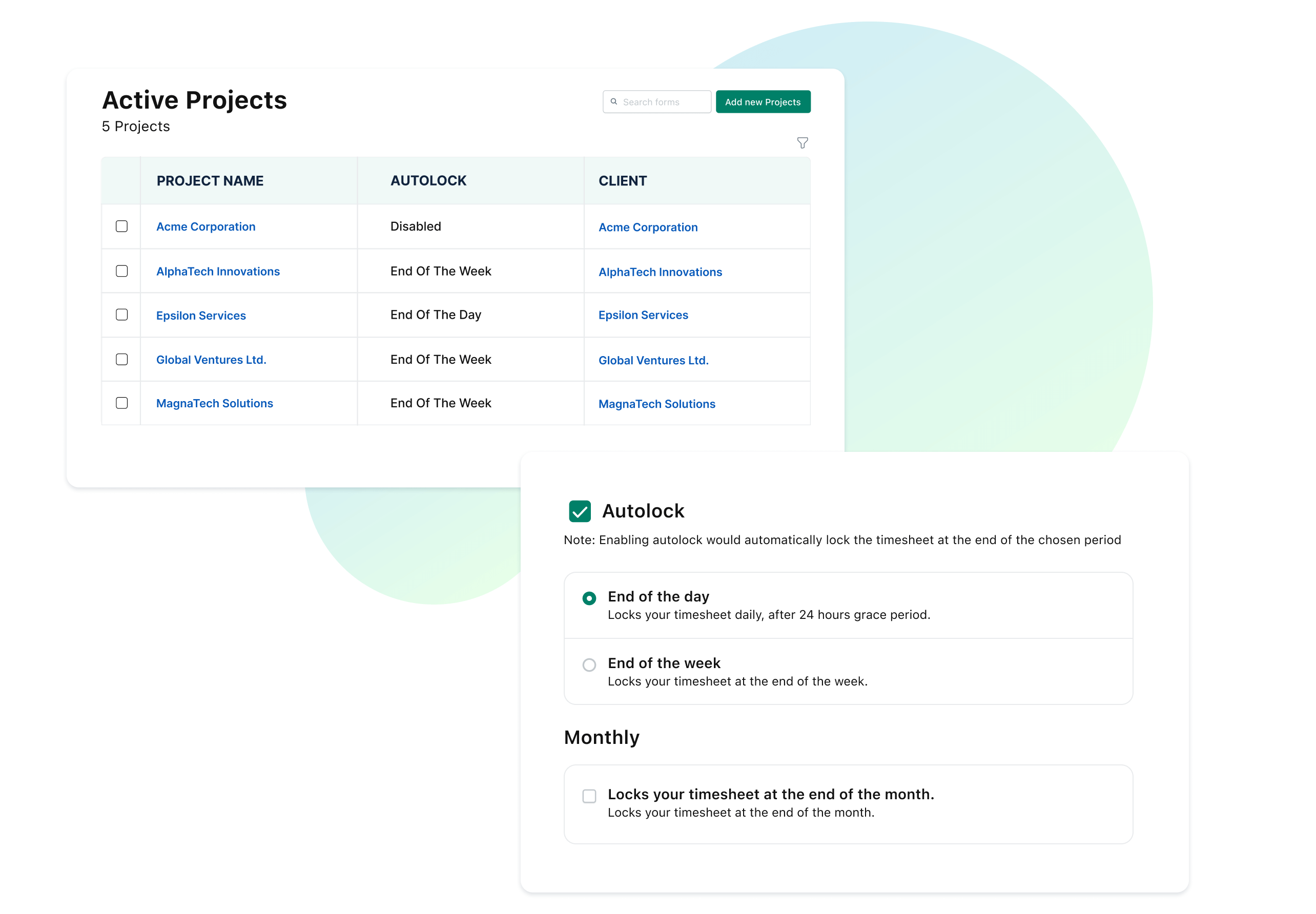 Autolock Timesheet