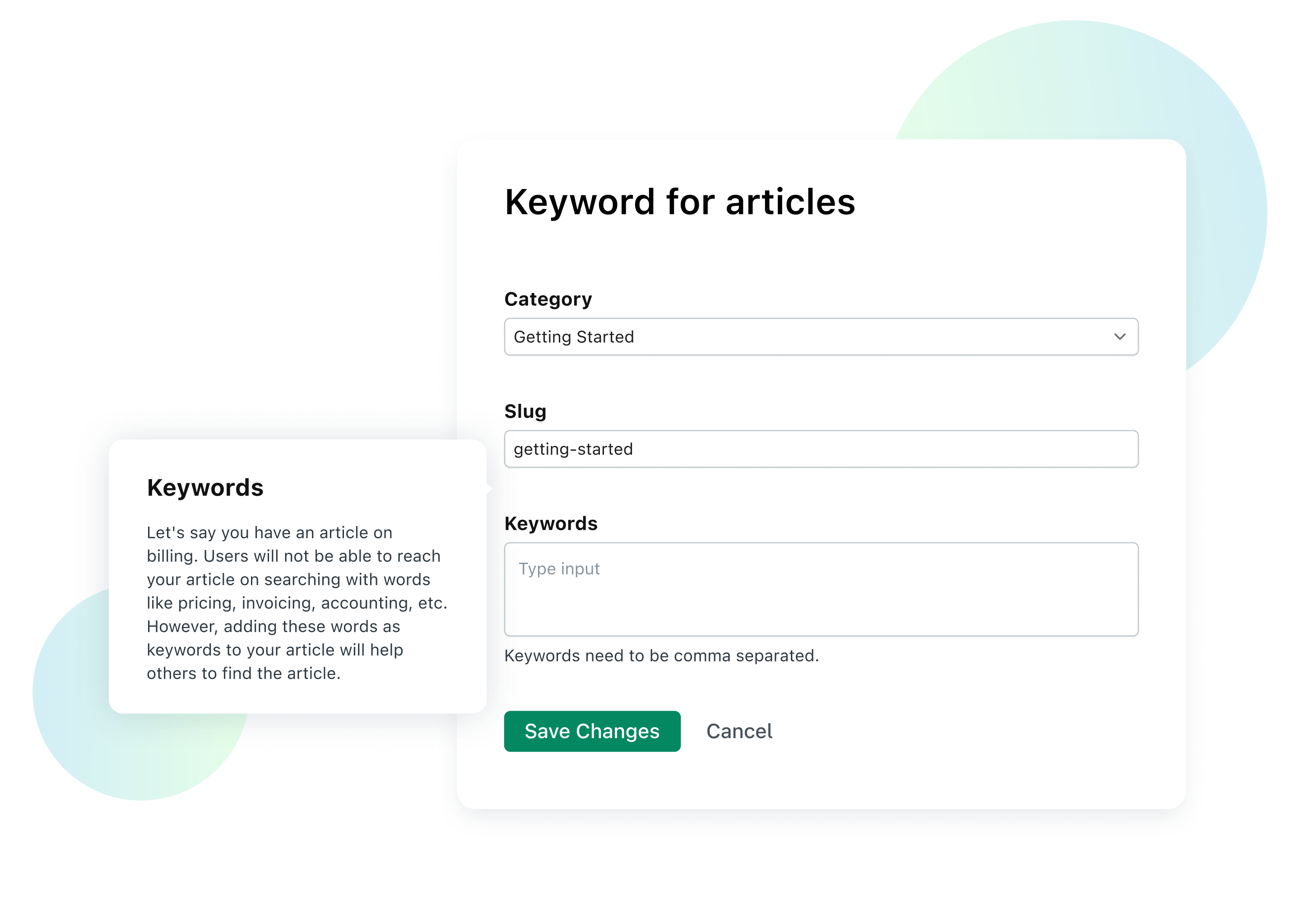 Keywords for Articles